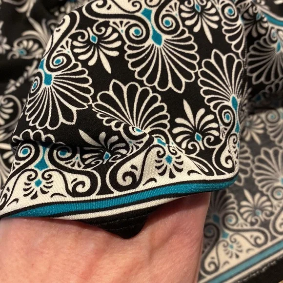 Max Studio Dress Small With Cute Tie! Black Turquoise and White - Picture 14 of 16